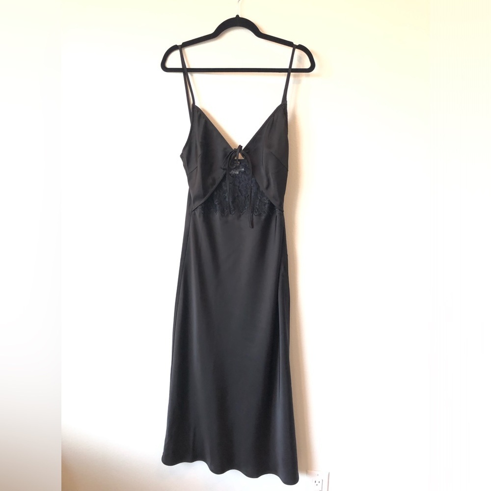 Black Hello Molly Black Ultimate Love Satin Slip Maxi Dress Size US 8 - Picture 2 of 12